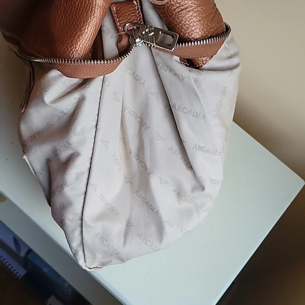 Arcadia Metallic Copper Brown Leather Hobo Bag